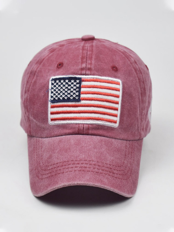 Washed Flag Embroidery Baseball Cap-1