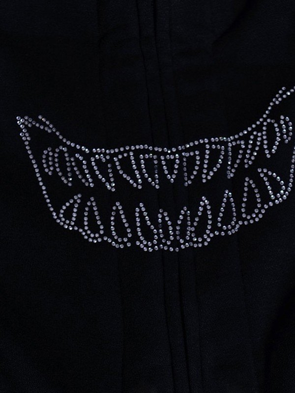Men's Rhinestone Detail Zip Up Hoodie-3