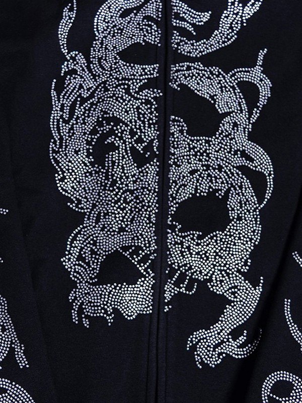 Men's Rhinestone Detail Zip Up Hoodie-2