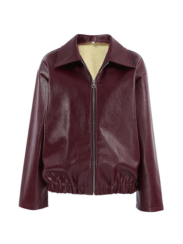 Large Lapel Leather Loose Jacket-5