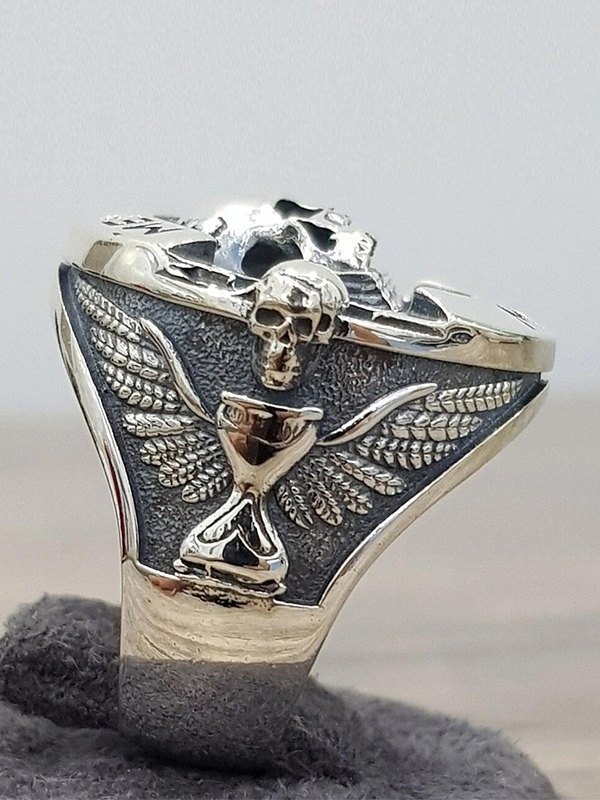Engraved Skull Chunky Dome Ring-3