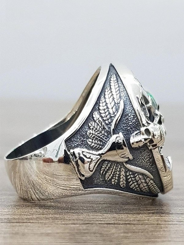 Engraved Skull Chunky Dome Ring-2