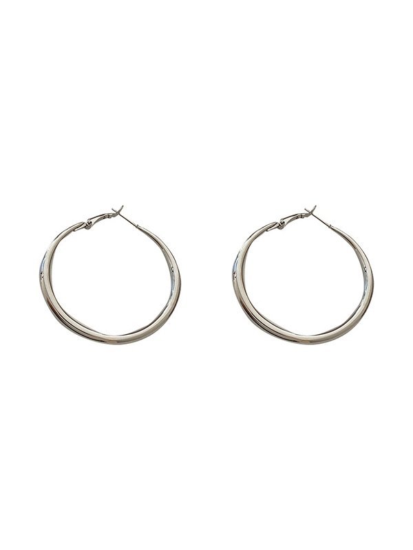 Silver Medium Hoop Earrings-4