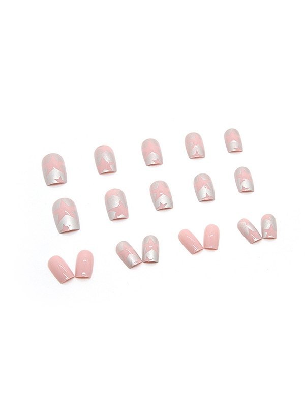 24pcs Metallic Star Pattern Press On Nails-2